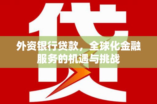 临澧外资银行贷款，全球化金融服务的机遇与挑战